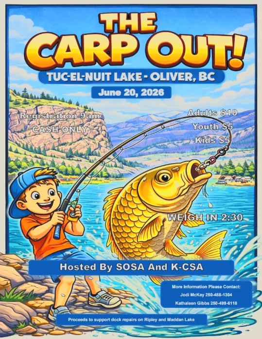 carp out june 20 tuc el nuit lake, cash only registration opens at 9:00AM