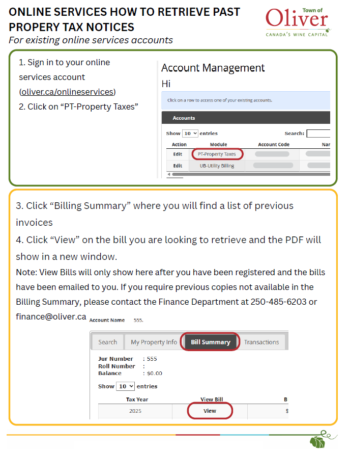 how to retrieve previous property tax notices