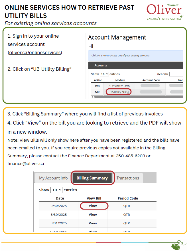 how to retrieve previous utility bills